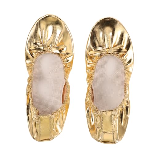 FRCOLOR Ballettschuhe für Damen Weiche Elastische Split Sole Tanzschuhe Vielseitig für Bauchtanz Yoga und Ballett Leichte Stoßdämpfende Sohlen Goldene Flexible Tanzsneaker von FRCOLOR
