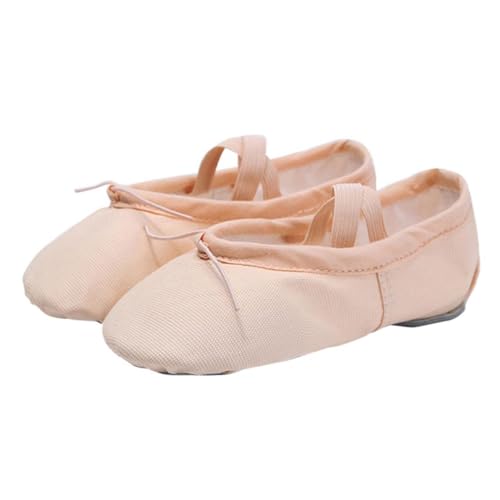FRCOLOR Ballettschuhe mit Weicher Sohle Atmungsaktiv und Leicht Geeignet für Yoga Ballett und Tanz Bequeme Canvas Ballettslipper für Mädchen Hautfarben von FRCOLOR