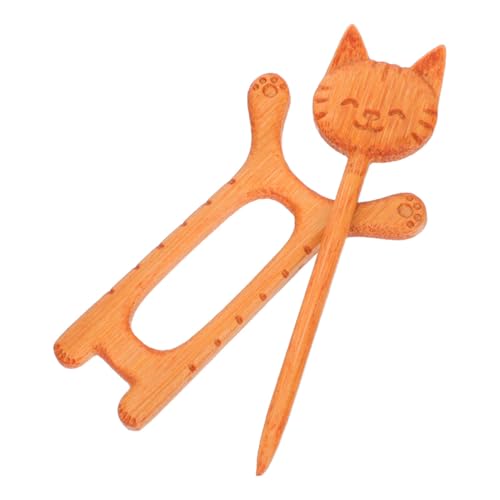FRCOLOR Bambus Kätzchen Brosche Katzen Schal Anstecknadel Süße Katzen Design Brosche Stilvolle Strickjacken Anstecknadel Retro Schalschnalle Schalschnallen Clip Dekorative Schal von FRCOLOR