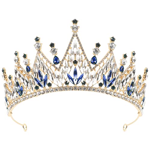 FRCOLOR Barocke Hochzeit Krone Strass Kristall Tiara Brautkronen Geburtstag Tiara Prinzessin Kopfbedeckung Für Hochzeit Abschlussfeier Abschlussball Party von FRCOLOR