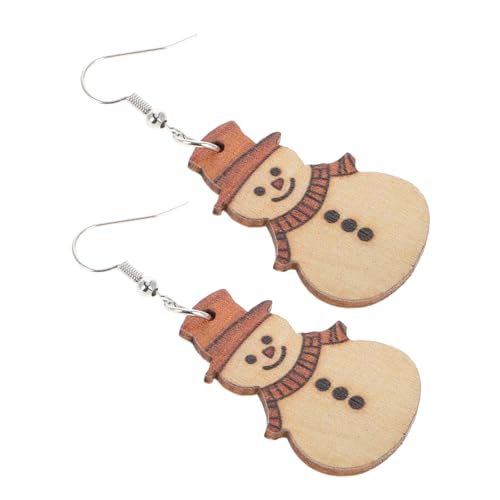 FRCOLOR Baumelnde Ohrringe Aus Holz mit Schneemann- für Weihnachtsfeiern Ohrringe mit Schneemann-charm für Frauen von FRCOLOR