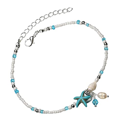 FRCOLOR Strand Muschel Perlen Fußkettchen Muschel Fußkettchen Damen Fußkette Für Frauen Und Mädchen Verstellbar Elegant Und Dekorativ Für Sommer-strandparty von FRCOLOR