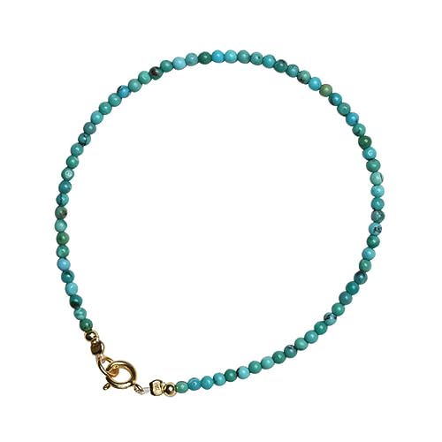 FRCOLOR Türkisarmband Damen Handgefertigte Perlenarmband Kette 2mm Türkisperlen Langlebiges Armband Für Frauen Modearmband Für Sommerurlaub von FRCOLOR