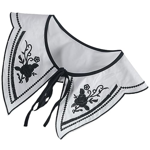 FRCOLOR Bestickter Spitzenkragen abnehmbarer Kragen für abnehmbarer Dickey-Kragen gefälscht Nacken falsches Halsband Kunstkragen Bluse falscher Kragen abnehmbarer falscher Kragen Baumwolle von FRCOLOR