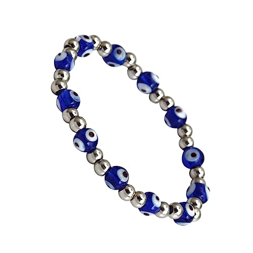 FRCOLOR Blaues Evil Eye Beads Armband Elastisches Perlenarmband Unisex Komfortabel Modisch und Vielseitig Passend für Männer und Frauen Einstellbare Stilvolles Schmuckaccessoire von FRCOLOR