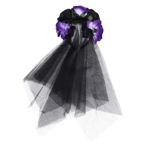 FRCOLOR Blumen Haarband Mit Schwarzem Netz Für Halloween Elastisches Design Langlebig Und Leicht Perfektes Kostümzubehör Für Damen Festliche Dekoration Mit Rosenblüten von FRCOLOR