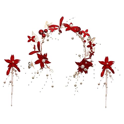 FRCOLOR Blumen Haarband und Ohrringe Set Verschleißfestes Haaraccessoire für Hochzeiten und Besondere Anlässe für Partys Cosplay und Feiern von FRCOLOR