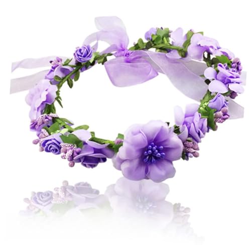 FRCOLOR Blumenhaarband Blumenkrone Für Mädchen Blumenstirnbänder Haarschmuck Für Brautjungfern Kopfschmuck Für Hochzeit Verstellbares Stirnband Mit Blumenmuster von FRCOLOR