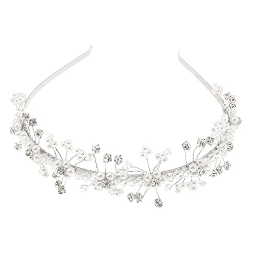 FRCOLOR Blumenmädchen Hochzeit Stirnband Mädchen Prinzessin Hochzeit Stirnband Haarschmuck Baby Mädchen Verbeugt Sich Hochzeit Haarband Haarbänder Klauenbohrer Zubehör Kleine Perle Weiß von FRCOLOR