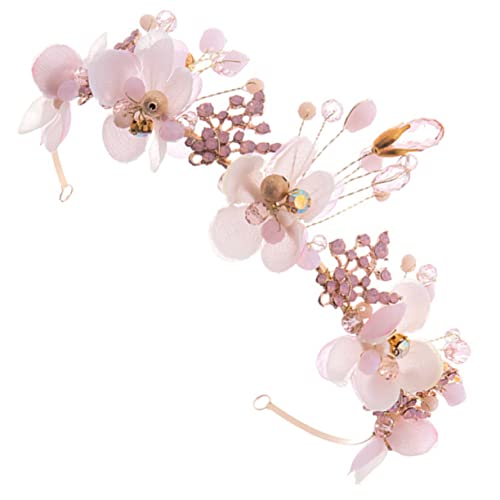 FRCOLOR Simulations Blumen Haarband Brautkopfschmuck Für Die Hochzeit Feen-kopfschmuck Für Frauen Funkeln Rosafarbene Haarspange Blumenkopfschmuck Legierung Damen Strasssteine Stirnband von FRCOLOR