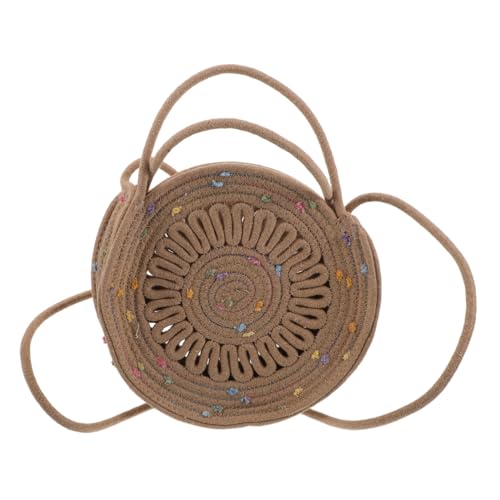 FRCOLOR Boho Crossbody Bag Baumwollseil Leichtes Sommer Reisehandtasche Damen Trendige Umhängetasche Casual Strandtasche mit Schulterriemen Karierte Khaki Farbpunkte von FRCOLOR