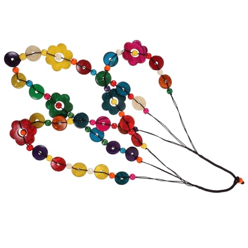 FRCOLOR Böhmische Kokosnuss Muschel Halskette Für Damen Mehrschichtige Farbenfrohe Schmuckkette Handgefertigte Statement Halskette Für Frauen Und Mädchen Für Alltag Partys von FRCOLOR