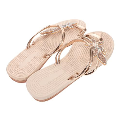 FRCOLOR Boho Maple Leaf Sandalen Damen Komfortable Sommerschuhe Weiche Flache Strandschuhe Rutschfest Leicht Zum Hineinschlüpfen Für Freizeit Reise von FRCOLOR