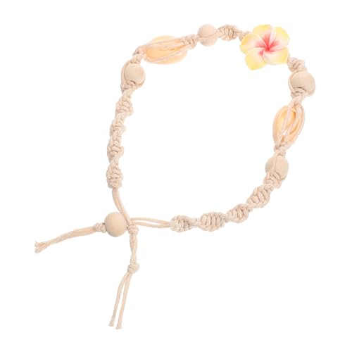 FRCOLOR Boho Muschel Fußkettchen Damen Baumwollfaden Armband Strand Schmuck Mehrlagig Handgefertigt Sommeraccessoire von FRCOLOR