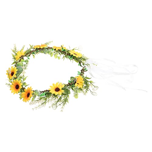 FRCOLOR Boho-kranz Blumenstirnband Mit Schleife Für Kinder Stirnband Künstlichen Blumen Floraler Halo-kopfschmuck Stirnband Aus Künstlichen Blumen Blumenkrone Ranke Mädchen Braut Plastik von FRCOLOR