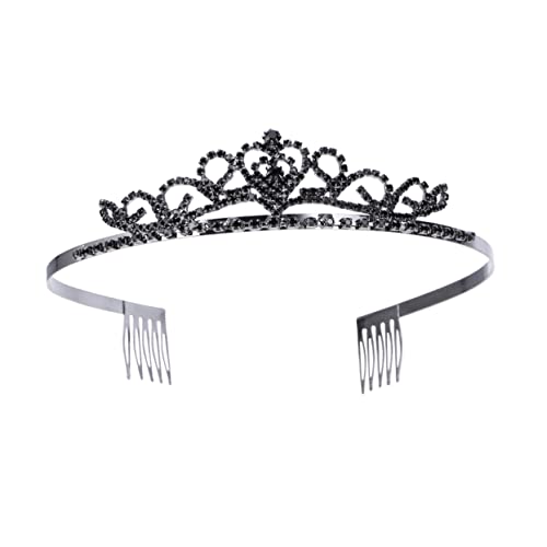 FRCOLOR Braut Haarschmuck Krone Mit Strasssteinen Schwarzes Haarband Hochzeits Haarkamm Für Damen Glitzernde Haarspange Für Hochzeiten Und Verlobungen von FRCOLOR