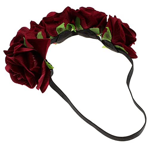 FRCOLOR Stirnband Mit Blumengirlande Rose Hochzeitsfest Stirnband Blumenstirnbänder Für Frauen Rosa Blumenstirnband Künstlicher Kranz Rosa Stirnband Haarkranz Haarring Braut Blumenmädchen von FRCOLOR