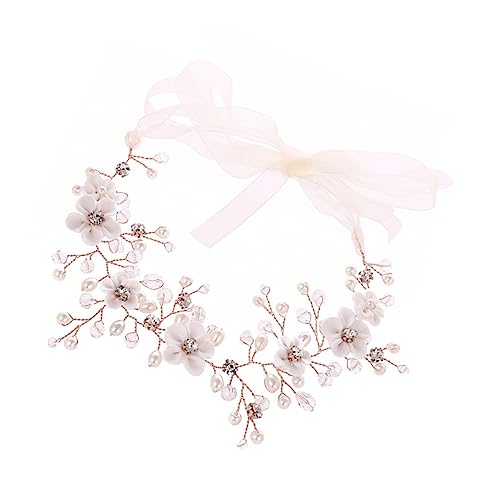 FRCOLOR Braut Perlen Haarband Braut Kopfschmuck Hochzeits Stirnband Braut Haar Accessoires Haarbänder Kleid Perlen Stirnband Braut Blumen Kristall Kopfschmuck Hochzeits Braut von FRCOLOR