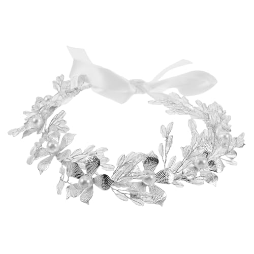 FRCOLOR Braut Strass Stirnband Braut- Brautjungfer Hochzeitshaarranken Prinzessin Kopfbedeckung Mädchen Blumen- Heiraten Tiara Seide Glänzend Haarschmuck Aus Strass Weiß Stoff von FRCOLOR