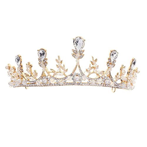 FRCOLOR Braut Tiara Haaraccessoire mit Kristallverzierung Langlebige Hochzeit Party Kopfbedeckung für Besondere Anlässe Wie Weihnachten Ball und Goldfarbenes Design von FRCOLOR