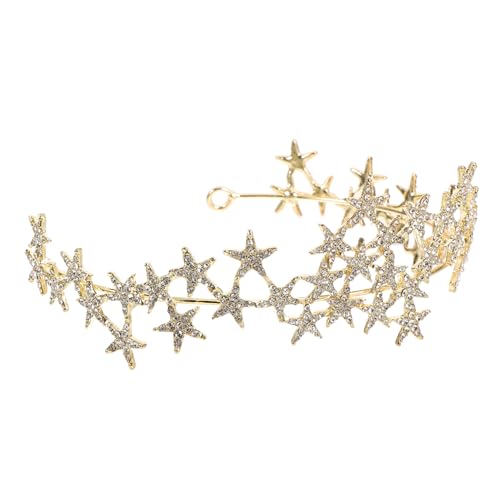 FRCOLOR Braut Tiara Haarband mit Funkelnden Strasssteinen Goldfarbenes Stern Design Leichtes und Langlebiges Stirnband für Hochzeit Party und Festliche Anlässe von FRCOLOR