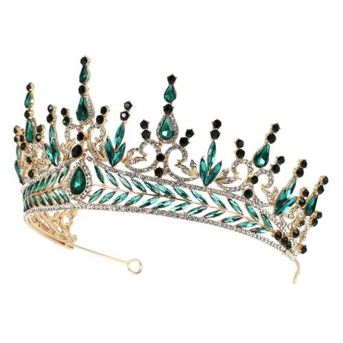 FRCOLOR Braut Tiara aus Strass Festivalhaare Hochzeit Strass Barock Haarschmuck für Damen Barock für Frauen Haarband mit glänzender Krone für Mädchen Strass-Kopfschmuck Legierung Grün von FRCOLOR