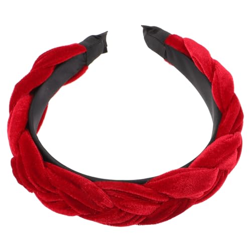 FRCOLOR Geflochtenes Samt Stirnband Kreuz Haarreif Breites Haarband für Damen Mädchen Weinrot Vintage Haarschmuck Bequemes Leichtes Accessoire für Sport Yoga von FRCOLOR