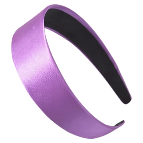 FRCOLOR Breites Lila Stirnband Für Frauen Breites Stirnband Breites Satin-Stirnband Elegantes Haarband Gesichtswasch-Stirnband von FRCOLOR