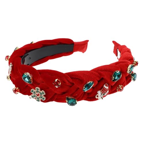 FRCOLOR Breites Weihnachts-stirnband Mit Kristallen Und Schneeflockensocken in Rot Für Damen-weihnachtsmode von FRCOLOR