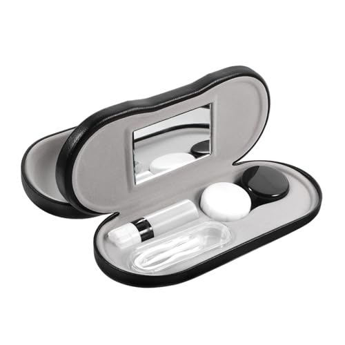 FRCOLOR Brillenetui Fächer Reisen Gläser Halter Auge für schonersets Storage Boxes Brillentasche Linsenschachtel brillengestelle Reisebrille Organizer Tragbarer Brillenbehälter Pu Black von FRCOLOR