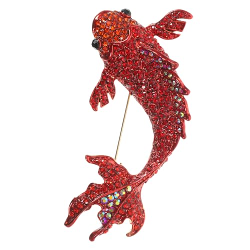 FRCOLOR Rot Koi Fisch Brosche Kreative Anstecknadel Für Damen Stilvolle Karpfen Brosche Für Kleidung Hüte Schals Und Anzüge Handgemachte Deko Mit Strass Für Besondere Anlässe von FRCOLOR