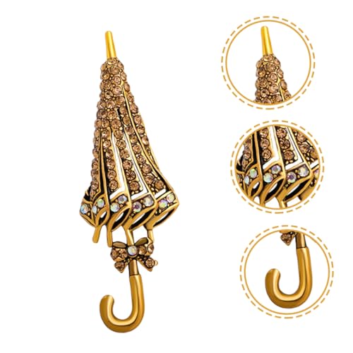 FRCOLOR Brosche für Damen mit Regenschirm Design Strasssteinen Langlebiger Legierung Dekorativer Anstecknadel für Anzug Hemd Schal und Hut Modisches Accessoire für Vielseitige Outfits von FRCOLOR