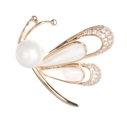 FRCOLOR Brosche mit Funkelnden Strasssteinen Goldbeschichtete Schmetterlings Anstecknadel für Damen Modisches Accessoire für Braut Hochzeit Schal und Kleidung Leicht und Langlebig von FRCOLOR