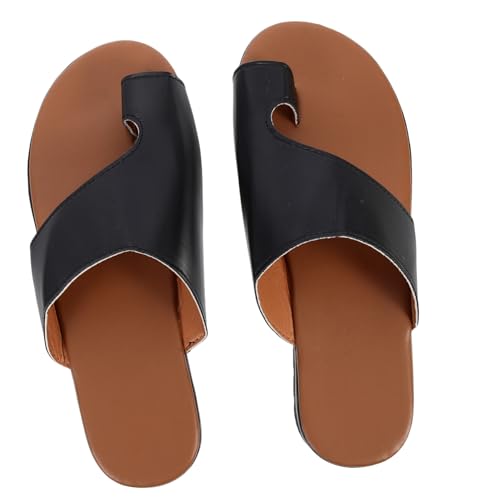 FRCOLOR Bunion Sandalen Damen Sommer Leicht Rutschfest Stylische Strand Schuhe Atmungsaktiv Komfortabel Schwarz von FRCOLOR