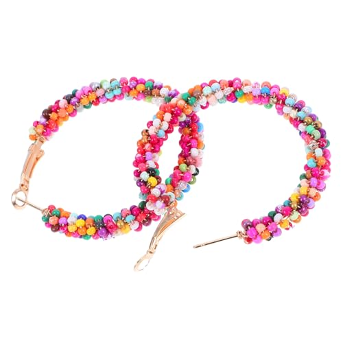 FRCOLOR Bunte Boho Ohrringe Damen Vintage Perlen Kreis Anhänger Ethnische Dangle Ohrschmuck für Alltag Partys Hochzeiten Modische Farbige Statement Ohrringe von FRCOLOR
