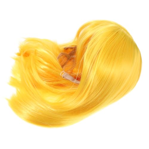 FRCOLOR Bunte Damen Perücke Kurz Bob Stil Kurze Gerade Synthetische Perücke für Frauen Cosplay Kostüm Party Haarteil Lemon Gelb Modisch und Pflegeleicht von FRCOLOR