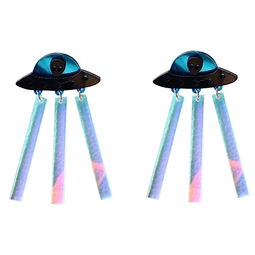 FRCOLOR Bunte Ohrringe Damen Dangle Ohrschmuck Ufo Design Leicht Hautfreundlich Modisch Kreative Kostüm Schmuck für Frauen von FRCOLOR