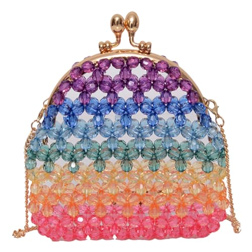 FRCOLOR Bunte Perlen handtasche Damen Perlen Umhängetasche mit Hohlraumdesign für Handy Geldbörse Schlüssel Make up Vielseitige Tasche Modisch und Langlebig von FRCOLOR
