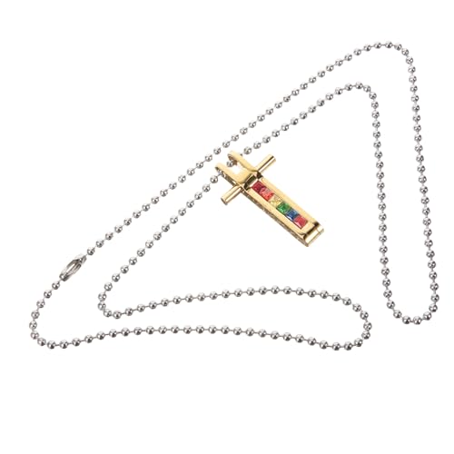FRCOLOR Bunte Regenbogen Kreuzanhänger Halskette aus Titanstahl Leichtes Schmuckstück mit Glatter Oberfläche Komfortabel zu Tragen Halskette für Männer und Damen Dekorative von FRCOLOR