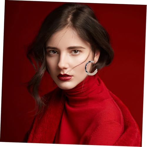 FRCOLOR C förmige Damenohrringe aus Langlebigem Legierungsmaterial Leichter Schwarzer und Weißer Ohrschmuck Modische Einfache Ohrhänger mit Individuellem Design für Frauen und Mädchen von FRCOLOR