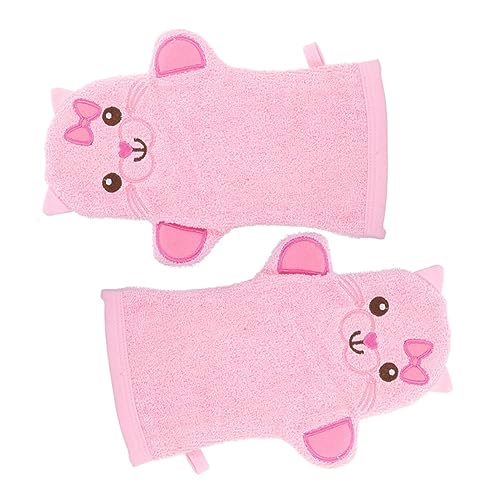 FRCOLOR Cartoon Bad Handtücher Für Babys Weiche Und Hautfreundliche Körperreinigungshandschuhe Katzenform Ideal Für Sanfte Babymassagen Und Pinke Farbe von FRCOLOR