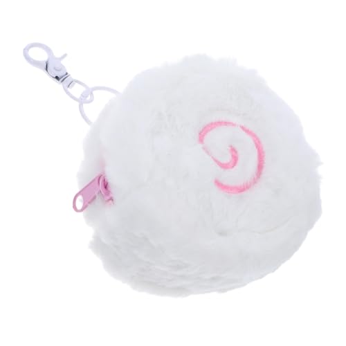 FRCOLOR Süße Plüsch-Tasche Runde Kleine Cartoon-geldbörse Mit Reißverschluss Kawaii-Beutel Für Kopfhörer-datenkabel Aufhängefunktion Mit Schnalle von FRCOLOR