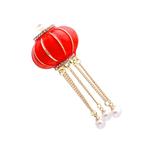 FRCOLOR Chinesische Rote Laternen Brosche für Damen Festliche Party Kleidung Schmuck Eleganter Anstecker mit Perlen und Quasten Traditionelles Accessoire für Hochzeit und Feier von FRCOLOR