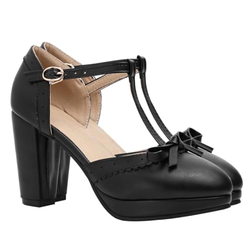 FRCOLOR Chunky Heels Sandalen Damen Sommer Schleifenabsatz rutschfest Atmungsaktiv Stilvolle High Heels Schuhe für Alltag Freizeit und Party von FRCOLOR