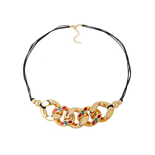 FRCOLOR Klobige Halsketten Lange Lederkette Link Statement Halskette Für Damen Choker Für Hochzeit Homecoming von FRCOLOR