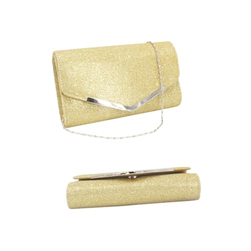 FRCOLOR Damen Abendtasche Gold Metallic Clutch mit Kette Handtasche für Hochzeit Party Ball Cocktailkleid FRCOLOR Damen Abendtasche Gold Metallic Clutch mit Kette Handtasche für Hochzeit Party Ball Cocktailkleid von FRCOLOR
