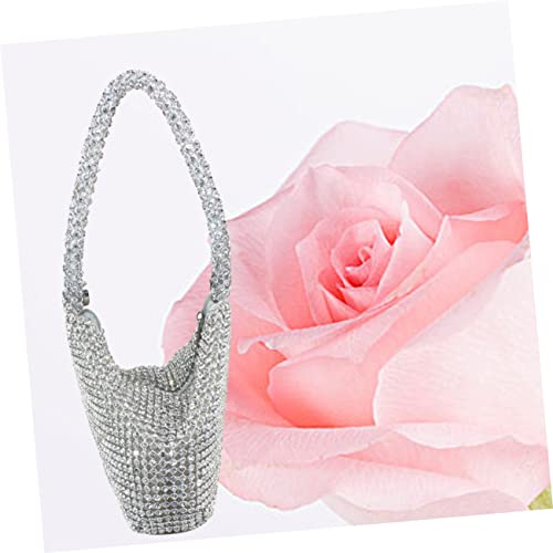 FRCOLOR Damen Abendtasche Silber mit Dreieck Strassbesatz Vollständig mit Funkelnden Kristallen Party Clutch für Hochzeit Abendveranstaltungen Cocktail und Ball Handtasche von FRCOLOR