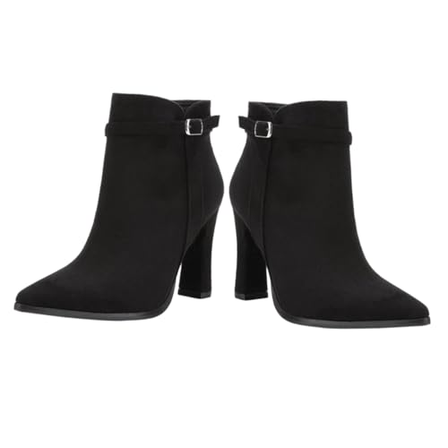 FRCOLOR Damen Ankle Boots mit Dickem Absatz Modische Kurze Stiefeletten aus Robustem Material Quadratischer Absatz für Herbst und Winter Vielseitig Kombinierbar zu Kleidern und Hosen von FRCOLOR