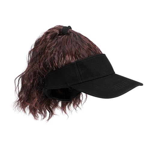 FRCOLOR Damen Baseball Cap Perücke mit Lockigem Synthetischem Hochsteck-pferdeschwanz Verstellbare Mütze Realistische Textur Rutschfeste Langlebige Haarverlängerung für Alltag Partys von FRCOLOR