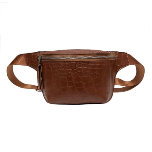 FRCOLOR Damen Bauchtasche mit Krokodilmuster Leichte Gürteltasche mit Reißverschluss Vielseitige Umhängetasche und Schräg Tragbare Brusttasche in Braun Geeignet für Alltag Sport und von FRCOLOR